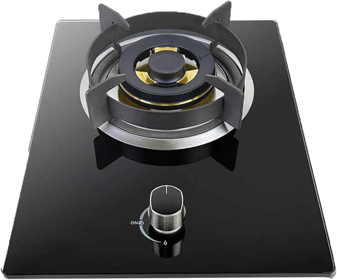 Stainless Steel Gas Stove,5.2kw Fire Ring Cooker,with Flame Failure Protection,Tempered Glass Cast Iron Pot Rack,for Kitchen Campervan(NG)