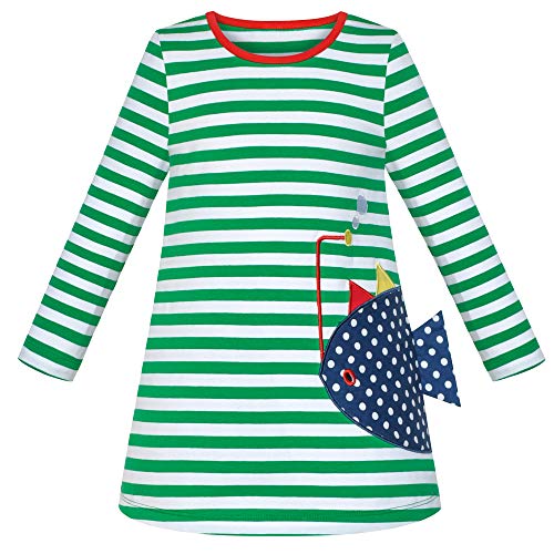 Sunny Fashion Girls Casual Dress Cotton Long Sleeve Kite Cloud Embroidered