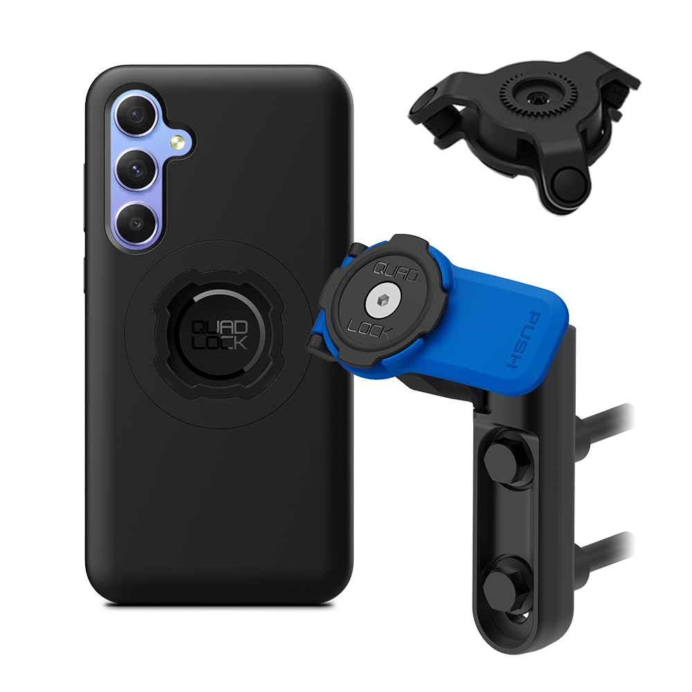 Quad Lock Brake/Clutch Motorcycle Phone Mount with Vibration Dampener and MAG Phone Case for Galaxy A55