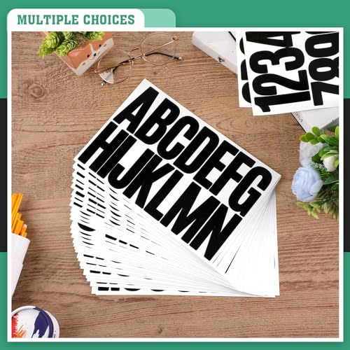 Image of Qilery 32 Sheets 3 Inch Letter and Number Stickers Self Adhesive Vinyl Letters Alphabet Stickers Big Font Letters Number Tags for School Classroom Home Mailbox Decor (Black)