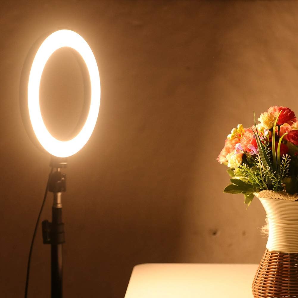 Pierścieniowa lampka LED ze statywem i uchwytem do tworzenia selfie na żywo wideo YouTube, 3 tryby oświetlenia