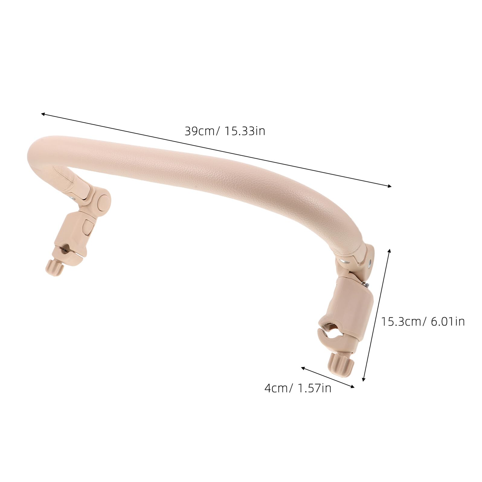 Barre de Maintien de Poussette Bébé Beige, Poignée D'extension Réglable | Angle Ajustable, Couverture Pu Lisse, Montage Simple D'une Main, Usage Extérieur