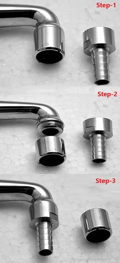 Image of Nozzle Pipe Connector Tap Adaptor For Garden Hose,Washing Machine Faucet Fitting Attachment,Chrome Plated Water Hose For indoor and Outdoor Use (Female(inside Rings /Thread))