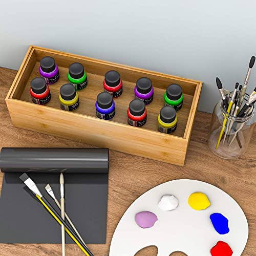 Bamboo Drawer Organizer Storage Box Kitchen - Wood Stackable Tray Utensil Organizer For Office Drawers, Cabinets, Shelves, Pantry, Or Bathroom Counter, Drawer Dividers For Silverware Set Of 2, 15X6X2.5 Inch #TOP4
