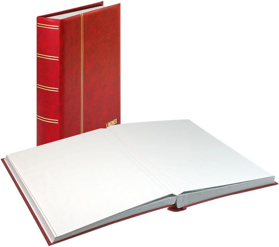 Elegant Stamp Binder with 60 White Pages, 230 x 305 mm, Red
