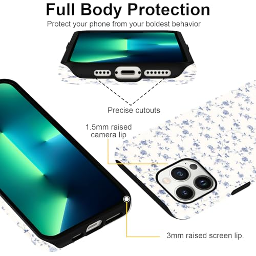 Coque antichoc iPhone 13 Pro fleurie - Protection intégrale 2-en-1 robuste TPU
