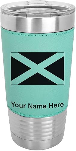 Vista 21 de LaserGram 20oz Vacuum Insulated Tumbler Mug, Flag of Scotland, Personalized Engraving Included (Faux Leather, Gray)