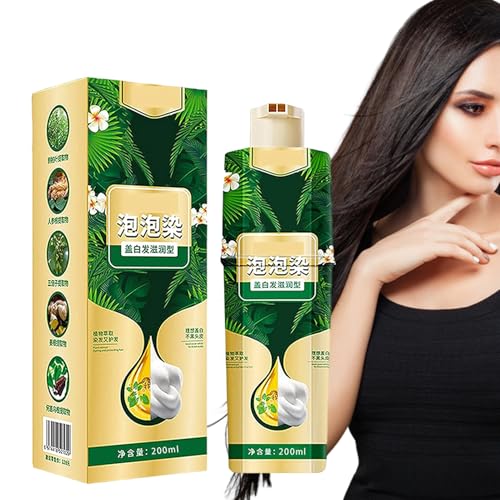 WJnflQN Tinte Capilar en Espuma,200ml Tinte en Forma de Espuma - Color Natural Lavable Acondicionador Gris Oscuro Hombre Mujer