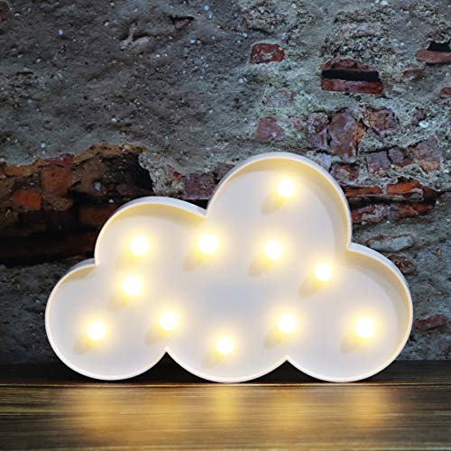 White LED Cloud Marquee Signs, Light Up Cloud Decorative Signs Hanging Hole Nursery Room Night Light for Baby Shower, Party Supply, Christmas Decor-White - Image 8