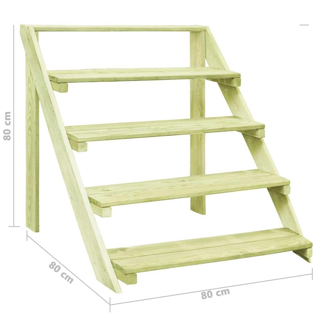 Supporto per fiori, 80 x 80 x 80 cm, in legno di pino, 5 livelli | Legno di pino massiccio, resistente alle intemperie, per esterni, facile da montare