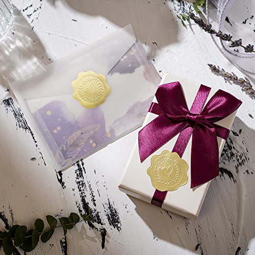 Pigpotparty 500Pcs Gold Envelope Heart Seal Stickers, Embossed Foil Love Sticker Seals, Substitute To Wax Seals, Gift Decorative Stickers, For Wedding Invitation And Save The Dates, Bridal Shower #TOP4
