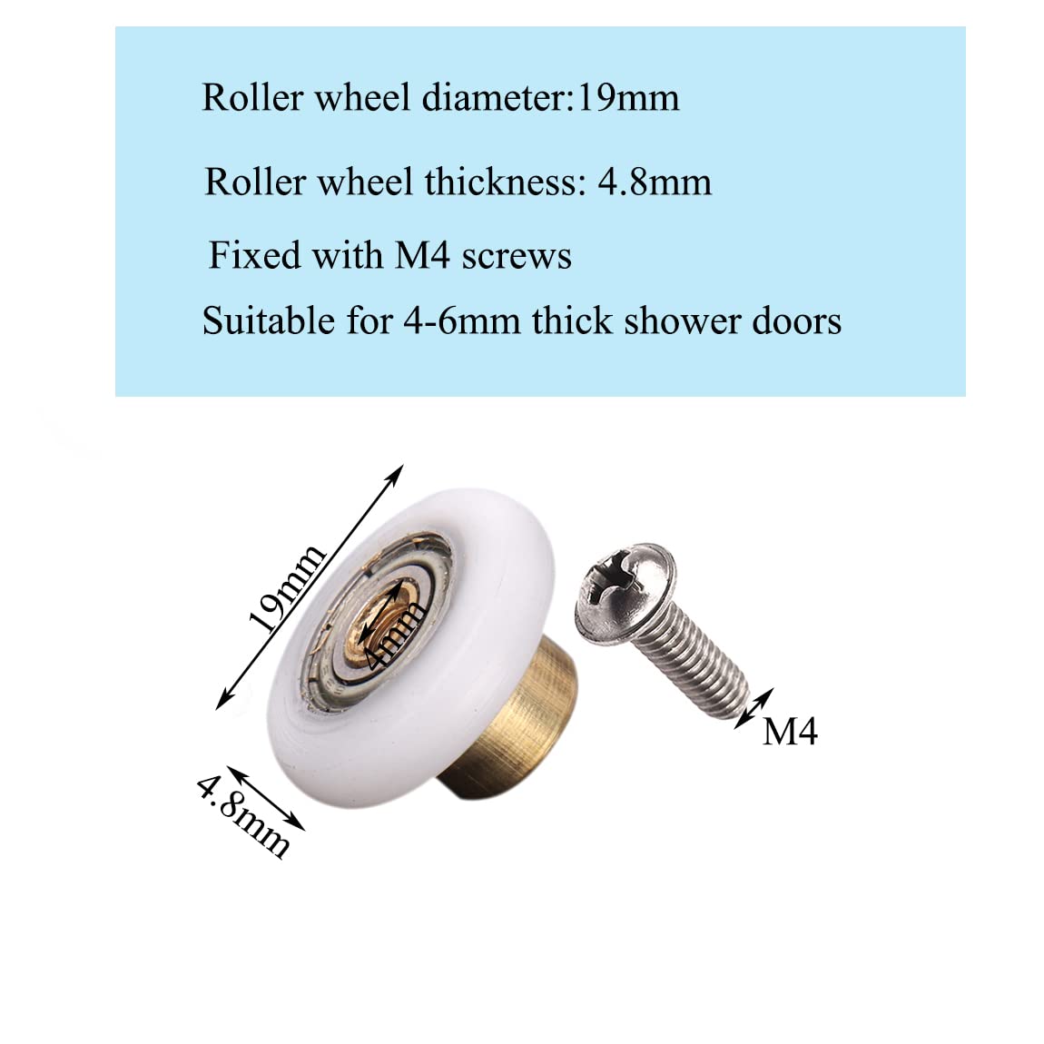 8 Uds. Rodillos Para Puerta De Ducha De 25mm, Ruedas Dlizant De Reputo Para Puerta De Ducha, Ruedas Para Puerta De Ducha Curvadas De Vidrio De 4-6mm - AliExprs