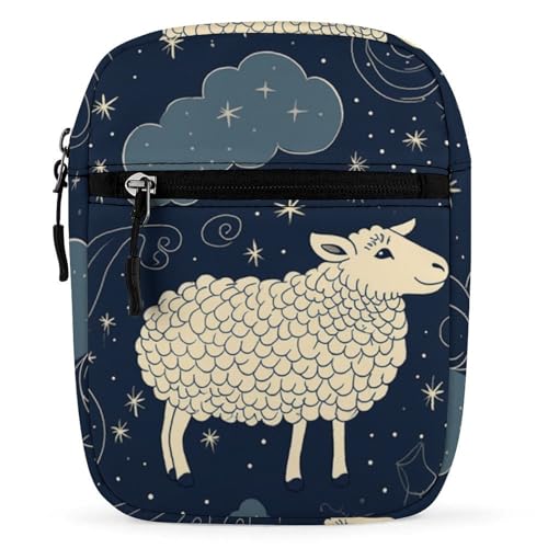 Satchel Tote Bag Messenger Bag Sheep And Stars Printed Mini Sling Bag Purse Suitable for Work Travel