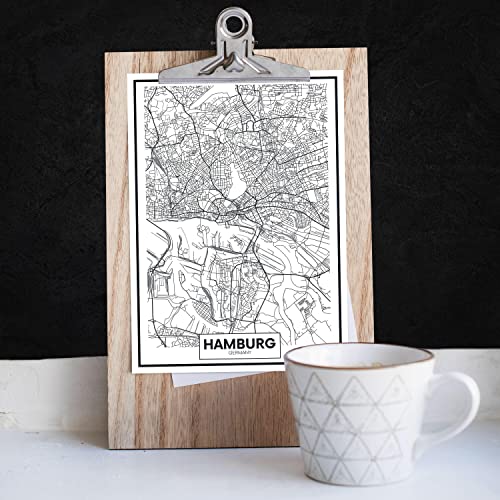 wandmotiv24 Poster als Wanddeko, Größe 18x13cm, Straßen Karte Hamburg, Deutschland, Koordinaten, Reisen, Moderne Wanddeko, Wandbilder, Deko, Bild M0140