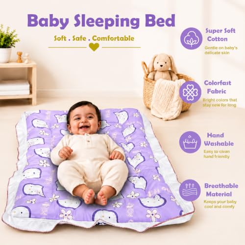 Image of Infantbond New Born Baby Cotton Baby Bed | Godari | Toddlers Bed | Baby Bedding |Baby Mattress | Cradle Bed | Multi-Color (Multicolour)