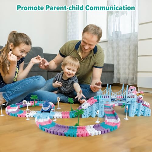 Image of Race Car Track Toys Monster Truck Tracks for Kid Toddler Girl,194 PCS