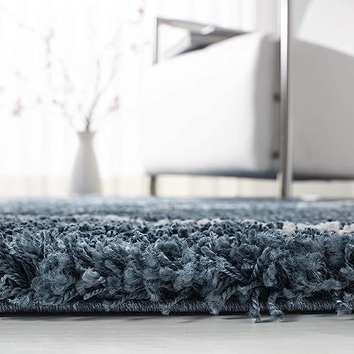 Image of Handwoven Microfibre 3D Rug for Living Room (Slate Blue & Ivory, 2 X 8 Feet (Runner), Microfibre)
