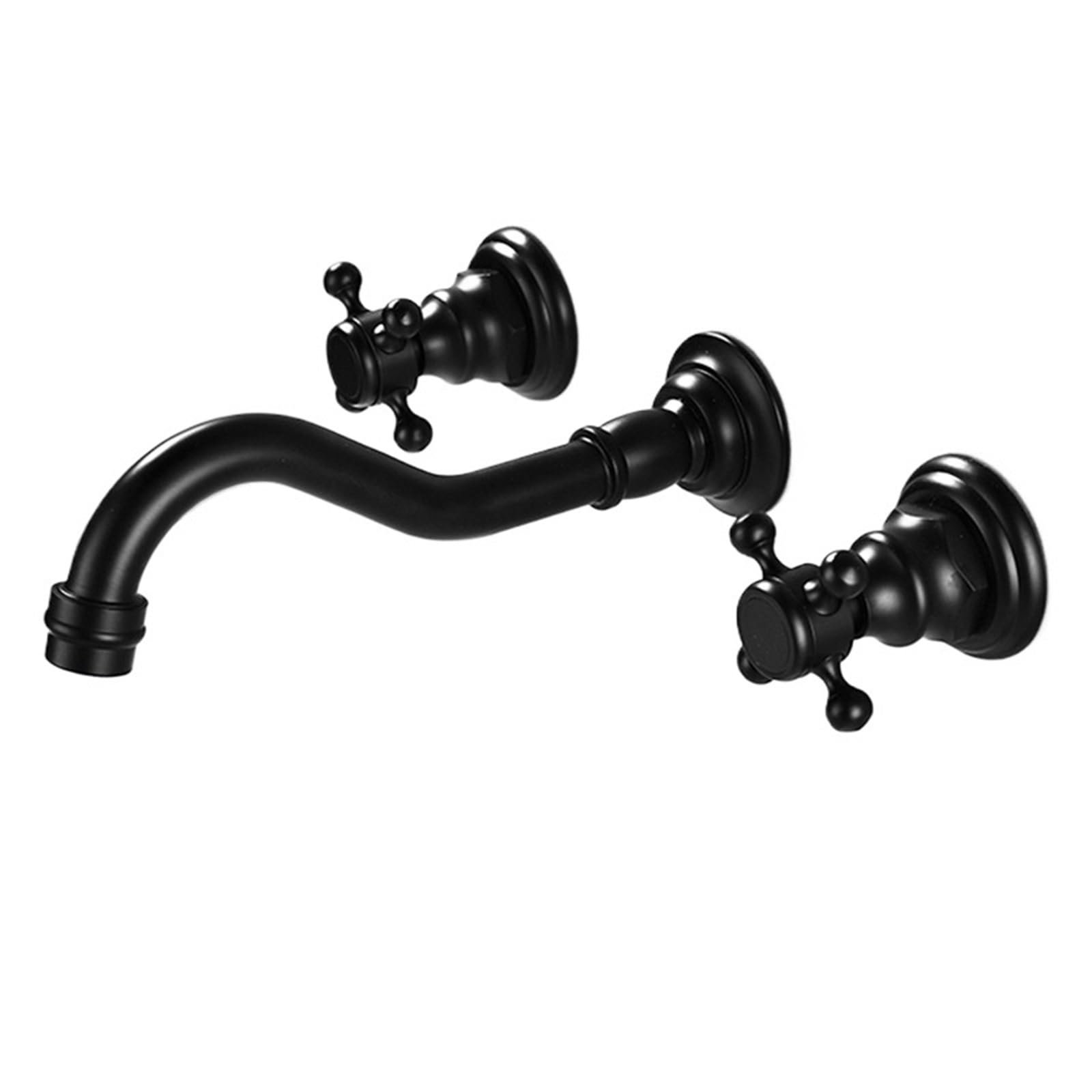 Basin Faucets Bathroom Faucet Antique Brass Wall Mounted Sink Swivel Spout 2 Cross Knobs Handles Basin Tap(Color-2)
