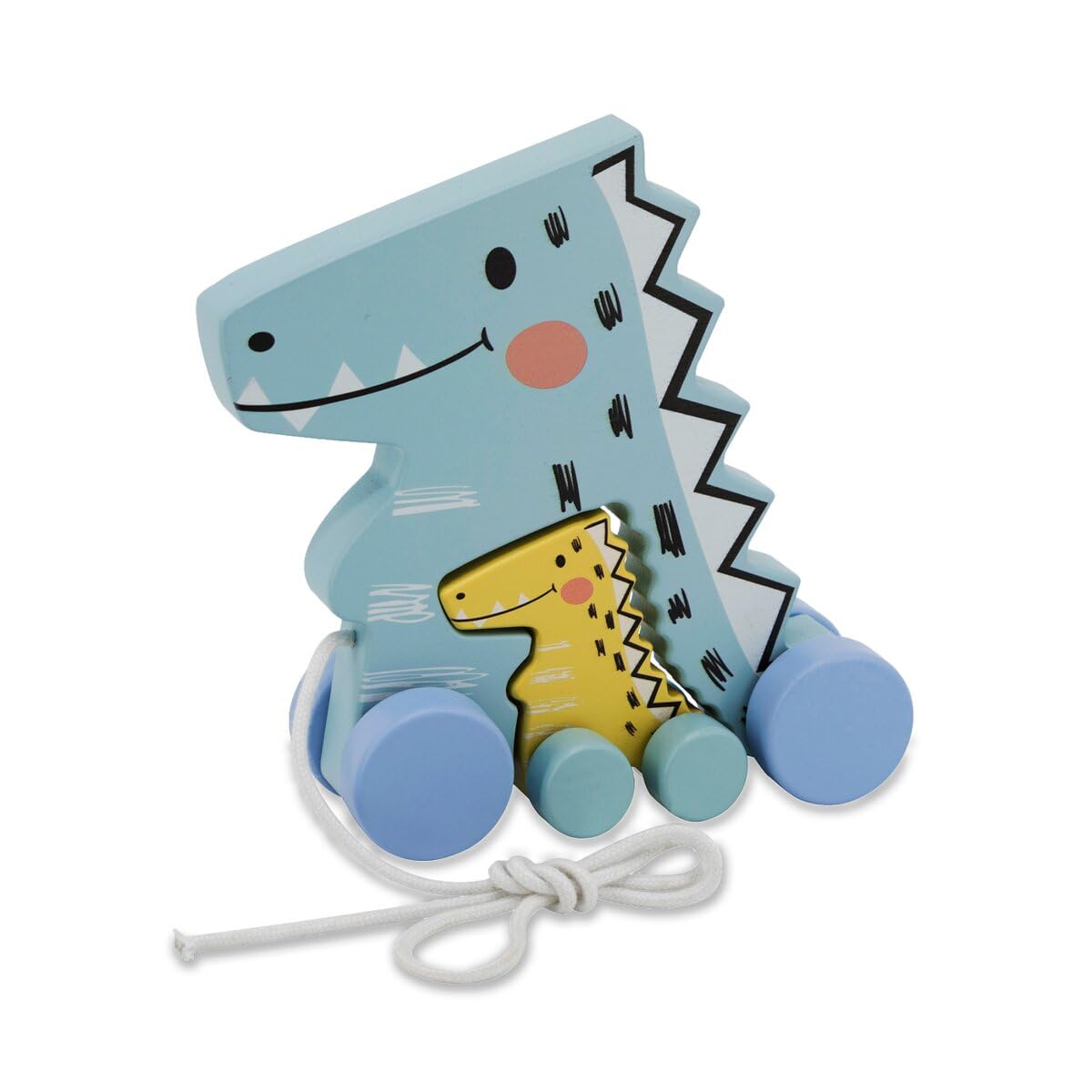 JAMARA Kidiwood 460877 - Wooden Toy - Pull-Along Dinosaurs - 2 Pieces - Various Plug-In Possibilities, Promotes Motor Skills