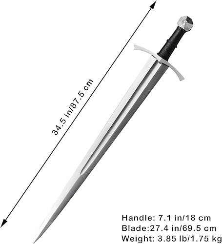 Miniatura 2 de Espada armada medieval de caballero de acero con resorte de espiga completa con vaina y mango octogonal para uso al aire libre, práctica, colección,