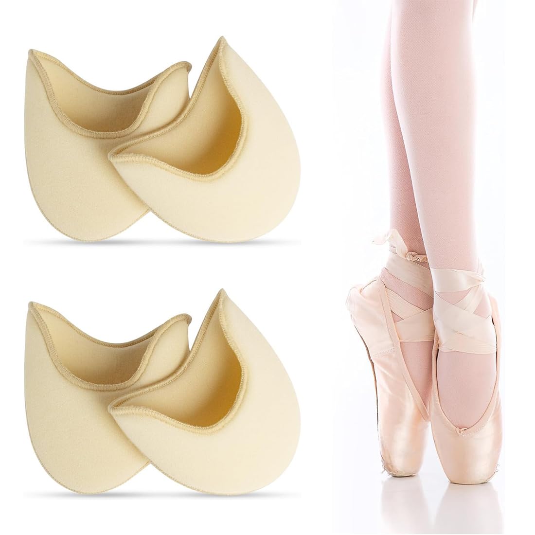 2 Pares Protector de Dedos para Ballet - Almohadillas para Zapatos de Punta, Suaves & Antirrozaduras, Talla 33-36, Ideal para Mujeres & Bailarinas