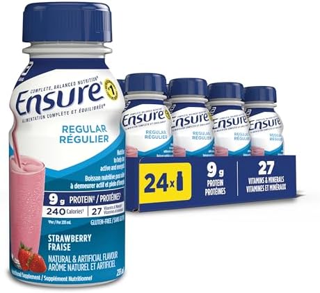 Ensure Regular, Nutritional Supplement Shake Value Pack, Nutrition To Stay Active And Energetic, Strawberry, 24 x 235-mL Bottles