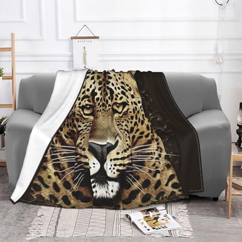 Couverture super douce motif léopard en flanelle chaude et légère