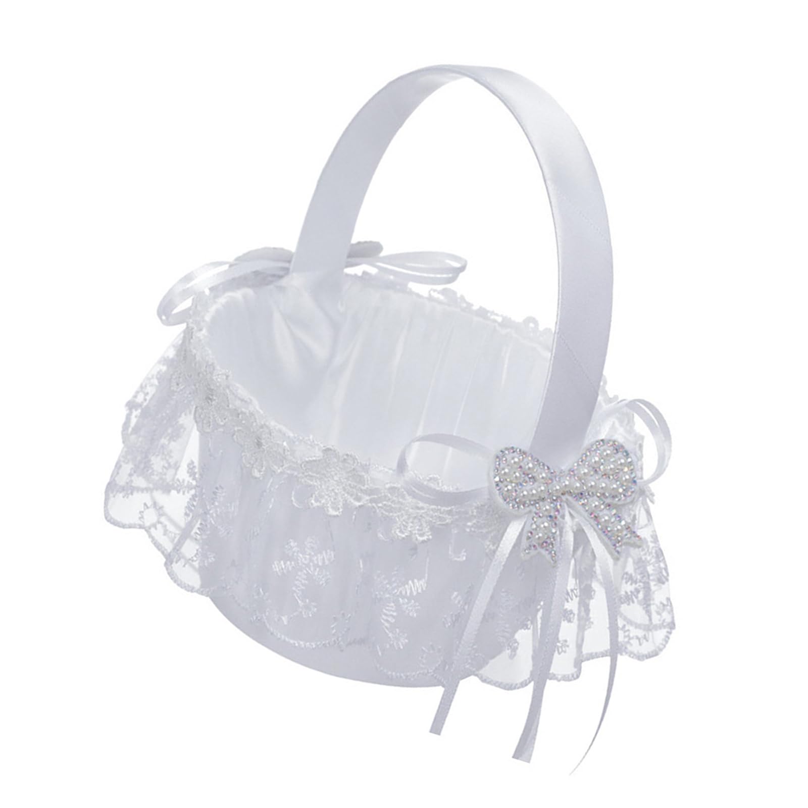 Unique Bowknot Basket Romantics Wedding Flower Basket Bridesmaid Candy for Outdoor Celebrations Handheld Flower