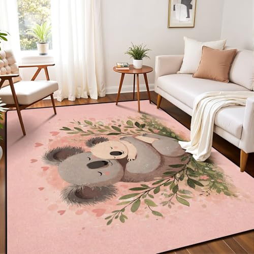 PeeNoke Cute Koala Family Mother Baby Embracing Floral Setting Area