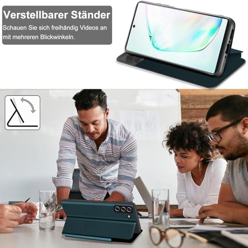 Étui Clear View Galaxy Note 10 vert à rabat avec support et porte-carte - 3