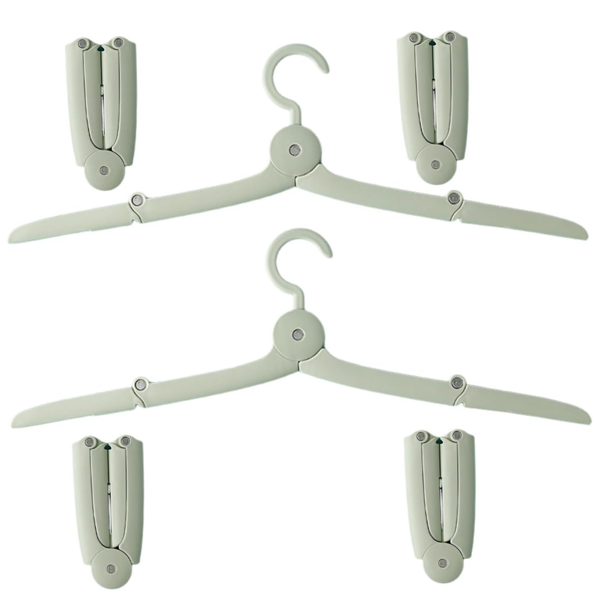 Toyvian 6 pezzi Grucce da Viaggio Pieghevoli in Leggero Verde Appendiabiti Portatile Compatto con Pinze per Casa Campeggio e Organizzazione Armadio