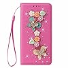 TYWZ Glitter Wallet Case voor Samsung Galaxy S20 FE, Bling PU Lederen Flip Case Portemonnee Beschermende Bumper Cover 3D Handgemaakte Diamant Design-Vlinder Bloem Rose Rood