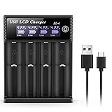 Ermorgen akku Ladegerät NI-MH/NI-Cd/Li-ion, 4 Fach Universal akku ladegerät für 1.2V NI-MH/NI-Cd AA/AAA/C/SC/F6, 3.7V Li-ion 18650 18350 18500 18700 20700 21700 26650 Akkuladegerät mit LCD-Display