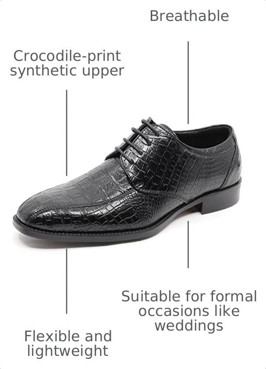 Image of Men's Alligator Crocodile Print Oxford Fashion Lace Up Dress Shoe croco-03