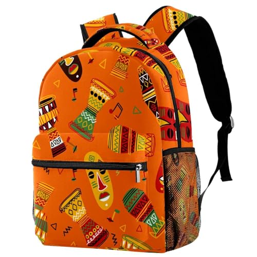 Sac à dos d'école pour filles et garçons motif Afrique orange