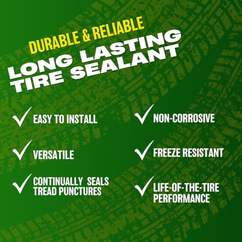 Image of Flat Out Off Road Tire Sealant, Outdoor Power Equipment Formula with Valve Core Tool, Prevents Flat Tires, Fix a Flat Tire, Seals Leaks, Contains Kevlar, 1 Gallon