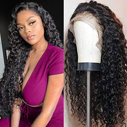 Perruque De Cheveux Humains 13x4 Lace Front Wig Human Hair Curly Lace Wigs 150% Perruque Femme Naturelle Bresilienne Bouclée Pre Plucked With Baby Hair Water Wave Wig Couleur Naturelle 30 Pouces