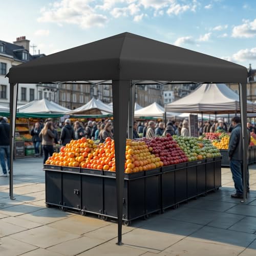 DWVO Pop Up Gazebo 3x3M Canopy with UV protect 50+ for camping Black