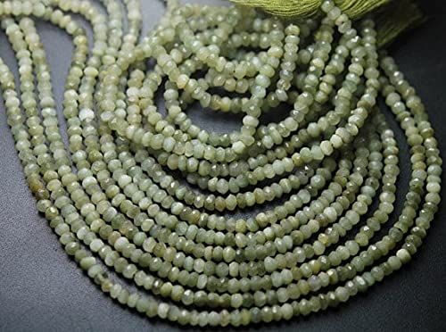 Perles œil de chat vert de qualité supérieure, rondelles 3.5mm pour bijoux haut de gamme