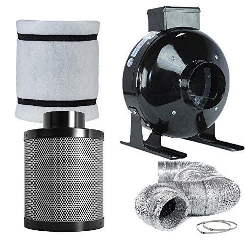 TopoLite 4' Inline Fan Carbon Air Filter Ducting Combo for Grow Tent Exhanst Kit and Hydroponic Indoor Plants Growing System