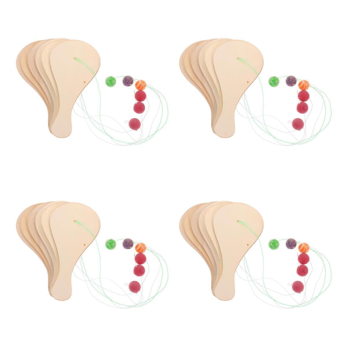 ORFOFE Set 6 Pezzi Gioco Paddle Ball in Legno e Gomma per Racchette da Disegno Creative per Attività Manuali e Coordinazione Giocattolo Educativo per Asili e Famiglie