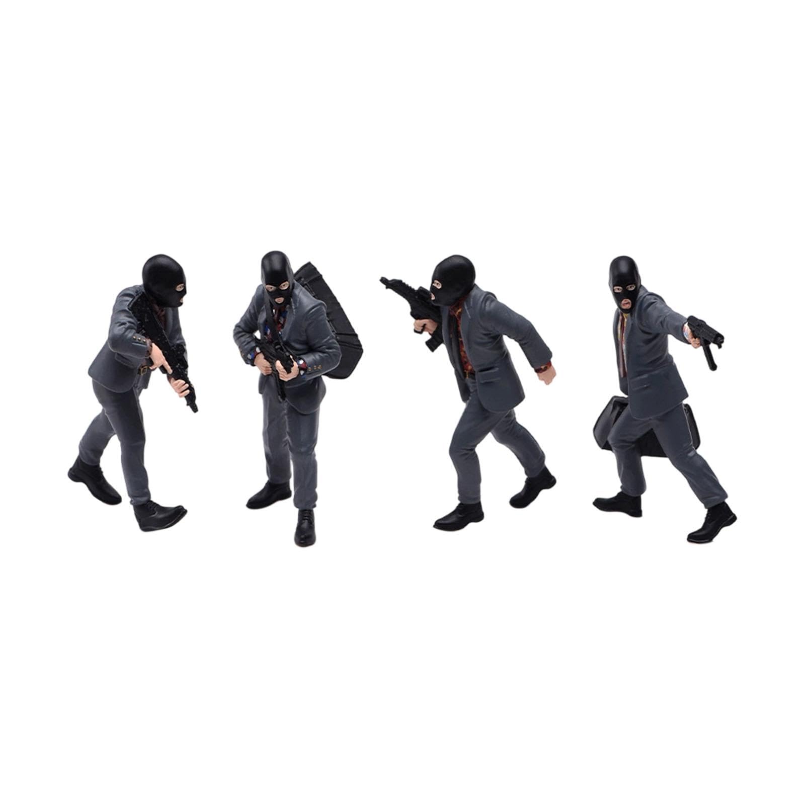 4 Figure in 1/24, Miniature in Resina Dipinte a Mano, Accessori per Diorami E Giardini Fatati.