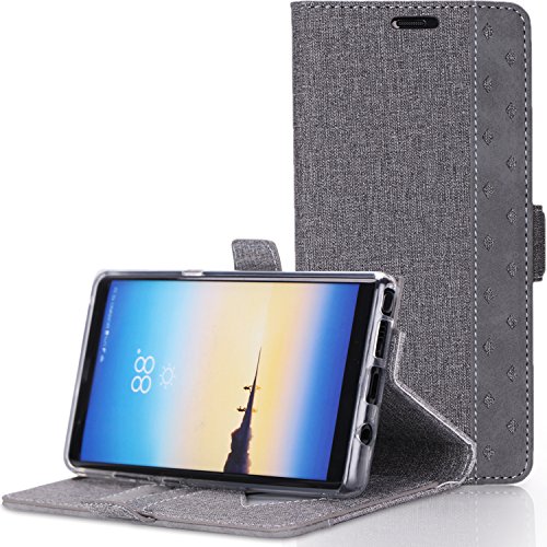 ProCase Galaxy Note 8 Wallet Case, Folio Folding Wallet Case Flip Cover Protective Case for Galaxy Note 8 2017 Release, with Card Holder Kickstand -Grey
