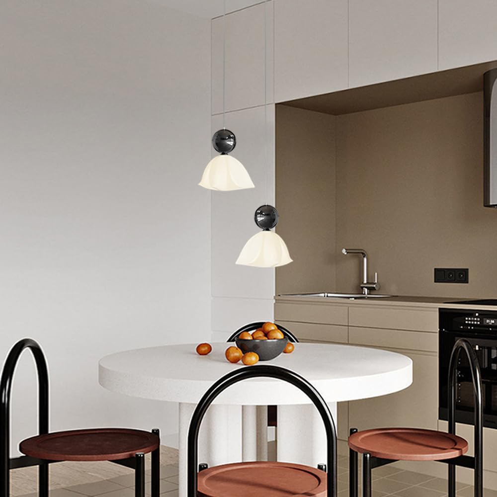 Lámpara Colgante de Techo de Metal y acrílico con luz LED, luz Moderna de Isla de Cocina con Forma de Flor para Sala de Estar, Comedor, cafetería, Bar, Restaurante, Ventosa con Acabado en CRO