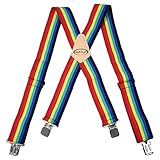 MELOTOUGH Rainbow Suspenders Work Suspenders Mens Suspenders 2' Wide Adjustable full Elastic Braces with rainbow strap Very Strong Clips - Heavy Duty Rainbow suspenders(rainbow)