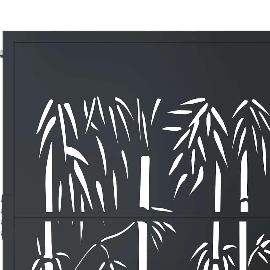 vidaXL Gartentor, Gartentür mit Bambus-Design, Abschließbar Hoftor Eingangstor für Garten Terrasse, Tor Zauntor Gartenpforte, Anthrazit 100x175 cm Stahl