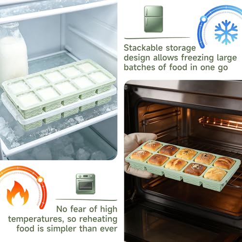 Image of Aopigavi 2-Pack Ice Cube Trays, 10 Cubes 2 Tbsp. Silicone Freezer Molds with Lids, Reusable Ice Trays for Freezer, Kitchen, RV, Cocktail, Whiskey, Coffee, Soup & Food, BPA Free, Dishwasher Safety