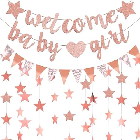 Rose Gold Baby Girl Shower Decorations Set Cover