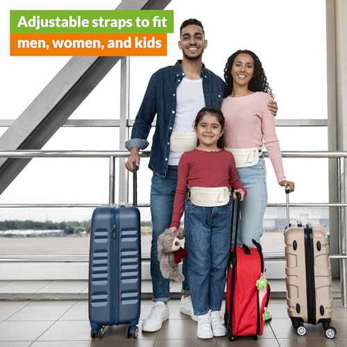 Image of Boxiki Travel Beige Money Belt with RFID Sleeves Set - Secure Travel Pouch and RFID Card Holder to Protect Cash, Credit Cards and Travel Documents for Men and Women