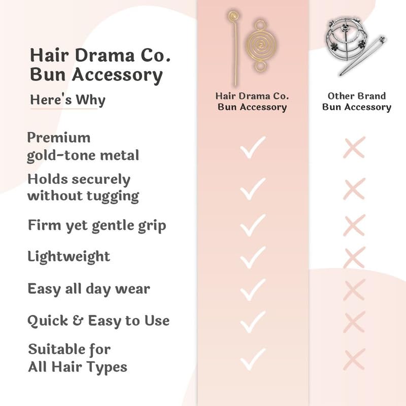 Image of Hair Drama Co. Coil Style Bun Holder with Stick | Womens Bun Holder Hair Slide Stick Hair Accessories | Traditional Hair Bun Accessories for Women